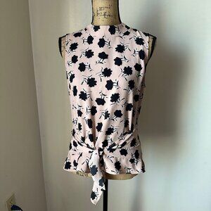 Blush Pink Blouse with Black Florals